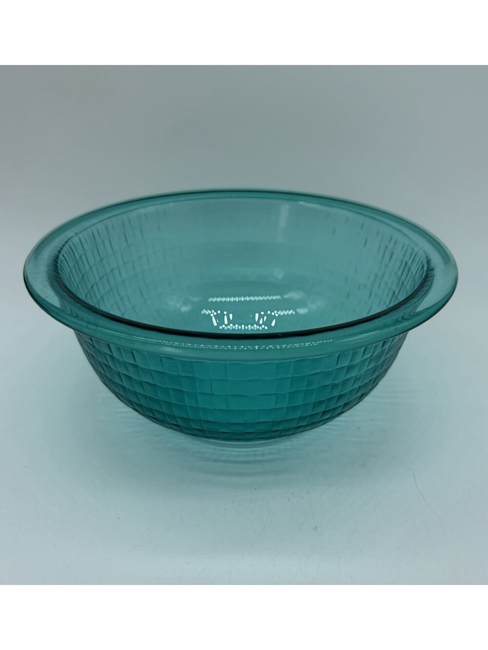 Pyrex Peacock Teal Basketweave Glass Mixing Bowl 322 1 qt USA RARE Excellent